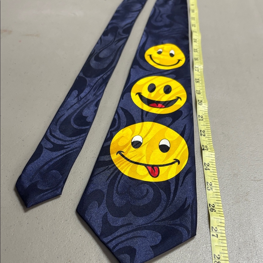Navy Smiley Face Tie